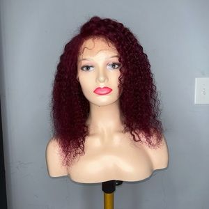 Human Hair 13x4 Burgundy Curly Wig